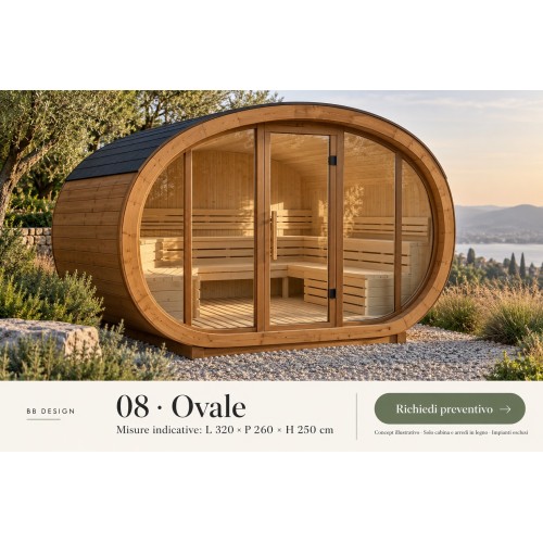 Ovale | Cabina sauna in legno da esterno - BB Design