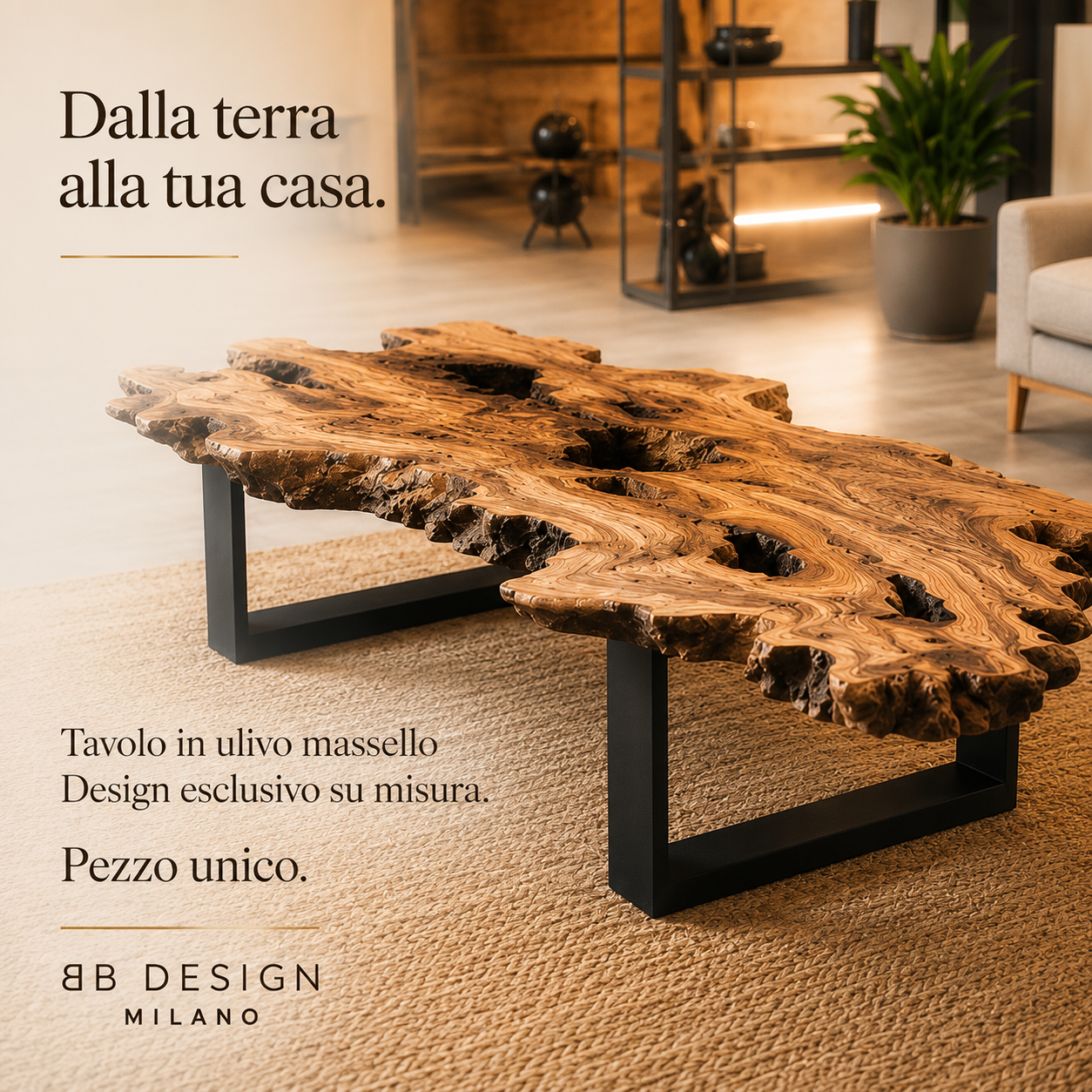 Tavolo in ulivo massello su misura BB Design Milano