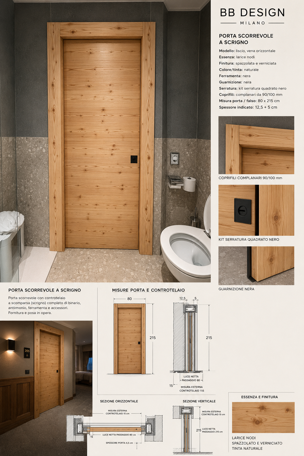 Porta in legno massello BB Design Milano
